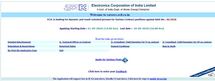 ECIL JTO Consultant Recruitment 2018