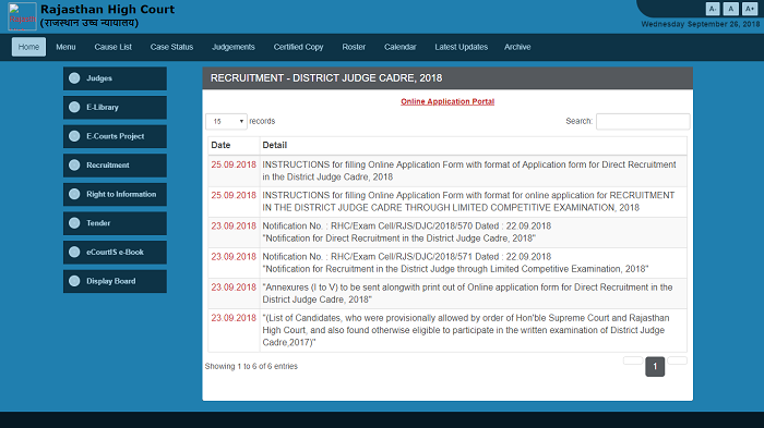 RHC District Judges Recruitment